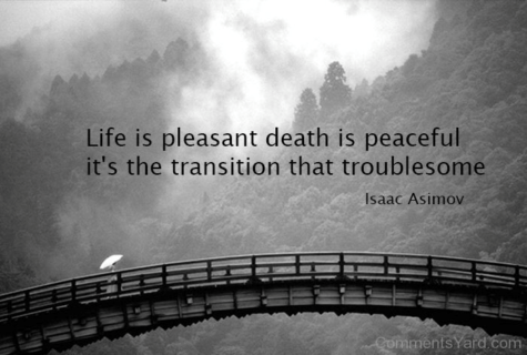 Life is pleasant death is peaceful it's the transition that troublesome - Isaac Asimov