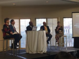Drs. Emelia Benjamin, Jean-Pierre Depres, Chiadi Ndumele, Lenny Lopez, and Norrina Allen (left to right) provide eye-opening mentoring advice to early career investigators at the EPI Lifestyles Scientific Sessions 2018 in New Orleans, LA
