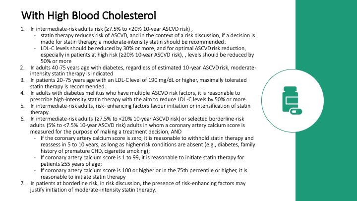 high blood cholesterol in prevention