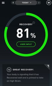 Figure 1: Sample recovery score from my wearable device (Whoop strap). 